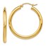 14K Polished 3mm Hoop Earrings - 31 mm