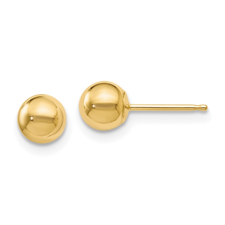14K Polished 5mm Ball Post Earrings - 5 mm