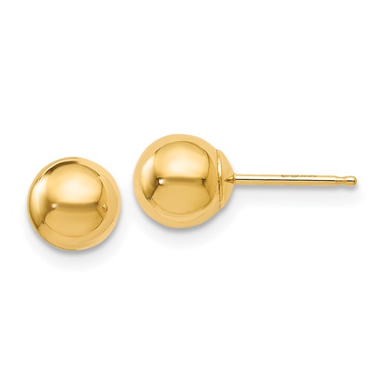 14K Polished 6mm Ball Post Earrings - 6 mm 14K Polished 6mm Ball Post Earrings - 6 mm