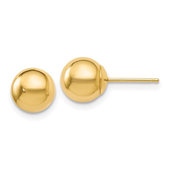 14K Polished 7mm Ball Post Earrings - 7 mm 14K Polished 7mm Ball Post Earrings - 7 mm