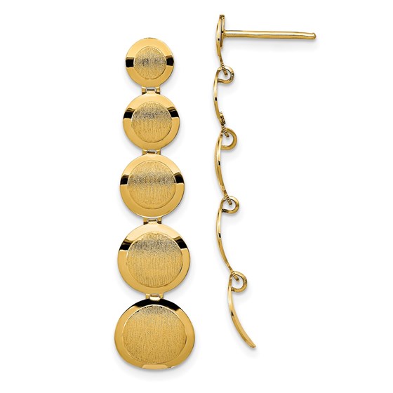 14K Polished and Brushed Post Dangle Earrings - 39.6 mm 14K Polished and Brushed Post Dangle Earrings - 39.6 mm