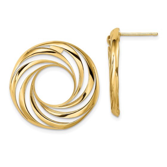 14K Polished and Brushed Post Earrings - 26.25 mm 14K Polished and Brushed Post Earrings - 26.25 mm