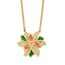 14K Polished and Textured Enameled Flower Necklace - 18.25 in.