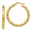 14K Polished and Textured Hoop Earrings - 30 mm
