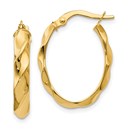 14K Polished and Twisted Oval Hoop Earrings - 22 mm