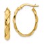 14K Polished and Twisted Oval Hoop Earrings - 22 mm
