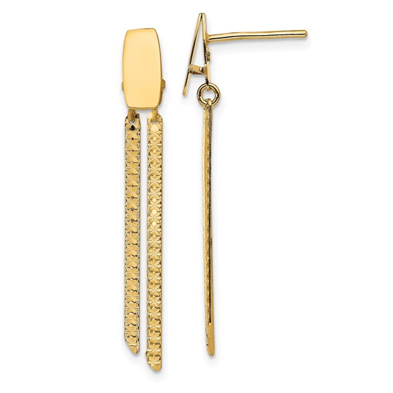 14K Polished Brushed Post Dangle Earrings - 36.8 mm 14K Polished Brushed Post Dangle Earrings - 36.8 mm