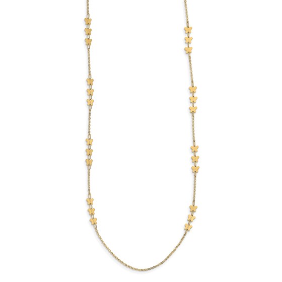 14K Polished Butterfly Necklace - 24 in.