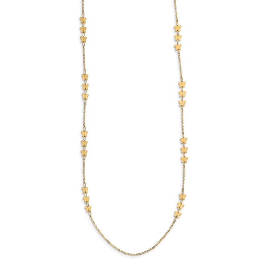 14K Polished Butterfly Necklace - 24 in.