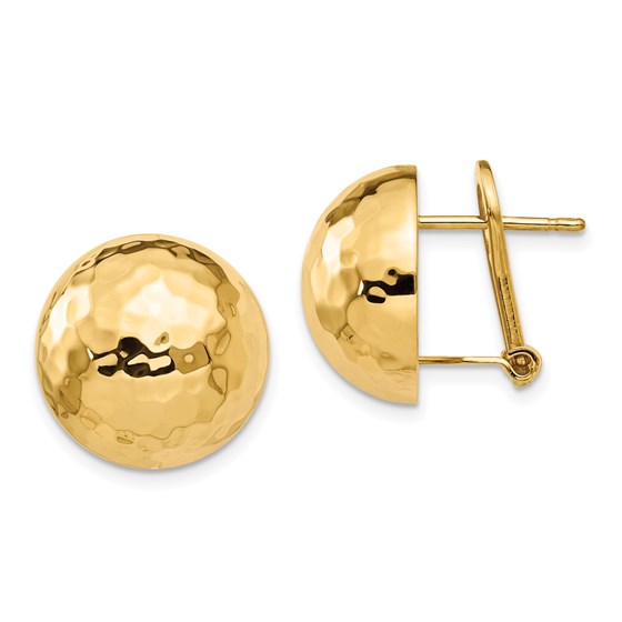 14K Polished Button Omega Back Earrings - 14.95 mm 14K Polished Button Omega Back Earrings - 14.95 mm