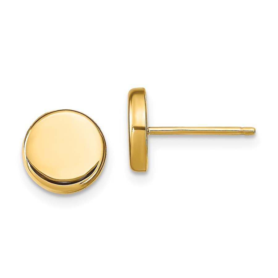 14K Polished Button Post Earrings - 6.6 mm
