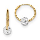 14k Polished Crystal and Bead Endless Hoop Earrings