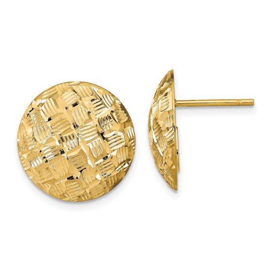 14K Polished D/C Button Post Earrings - 16.5 mm 14K Polished D/C Button Post Earrings - 16.5 mm