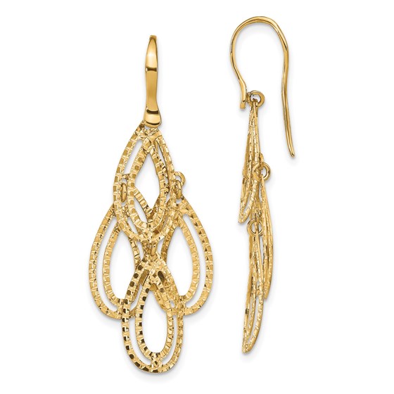 14K Polished D/C Dangle Earrings - 44.3 mm 14K Polished D/C Dangle Earrings - 44.3 mm