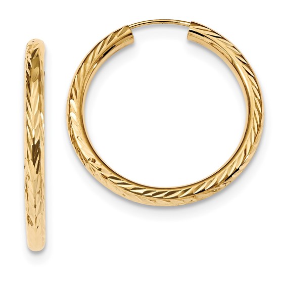 14k Polished & D/C Endless Hoop Earrings 14k Polished & D/C Endless Hoop Earrings