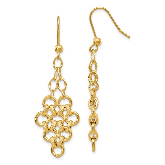 14K Polished D/C Fancy Dangle Earrings - 51 mm 14K Polished D/C Fancy Dangle Earrings - 51 mm