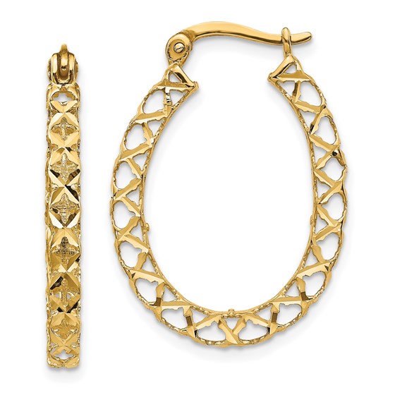 14K Polished D/C Hollow Hoop Earrings - 27 mm 14K Polished D/C Hollow Hoop Earrings - 27 mm