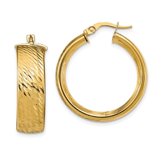 14K Polished D/C Hoop Earrings - 26.86 mm 14K Polished D/C Hoop Earrings - 26.86 mm