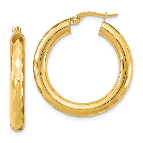 14K Polished D/C Hoop Earrings - 28.83 mm 14K Polished D/C Hoop Earrings - 28.83 mm