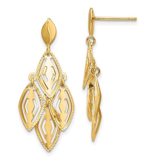 14K Polished D/C Post Dangle Chandelier Earrings - 35 mm 14K Polished D/C Post Dangle Chandelier Earrings - 35 mm