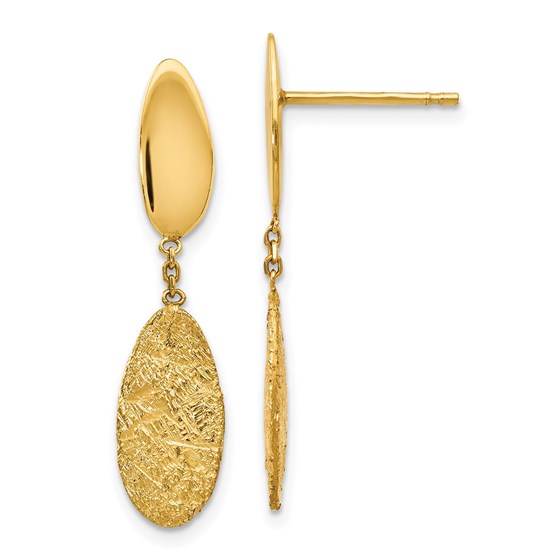 14K Polished D/C Post Dangle Earrings - 30 mm 14K Polished D/C Post Dangle Earrings - 30 mm