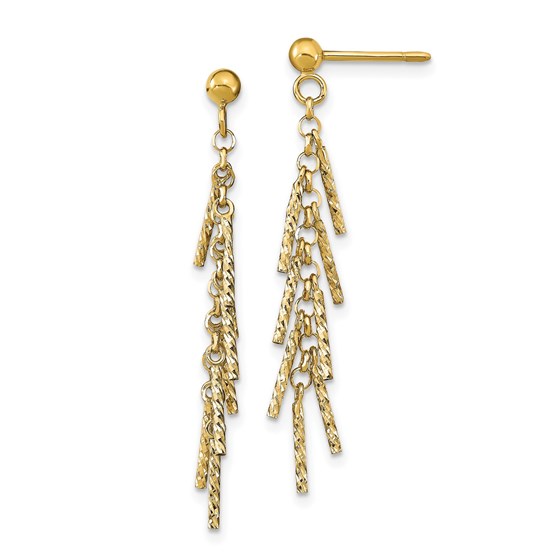 14K Polished D/C Post Dangle Earrings - 32 mm 14K Polished D/C Post Dangle Earrings - 32 mm