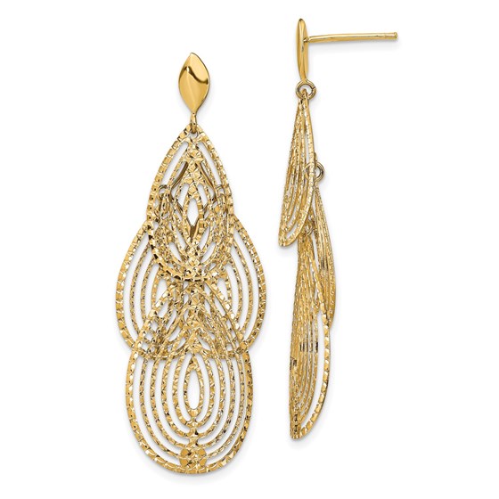 14K Polished D/C Post Dangle Earrings - 52.5 mm 14K Polished D/C Post Dangle Earrings - 52.5 mm
