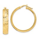 14K Polished D/C Round Hoops - 31.02 mm