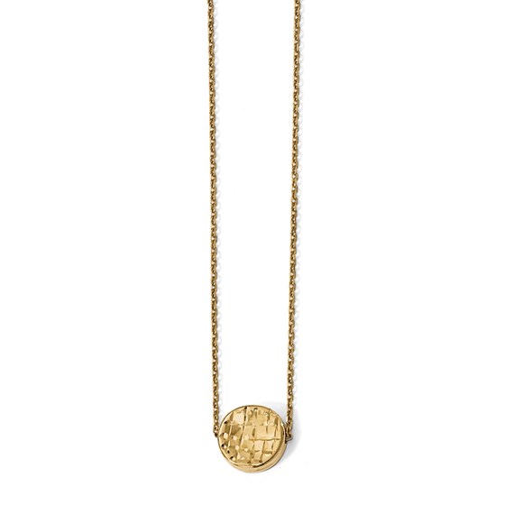 14K Polished D/C Round Necklace - 17 in.