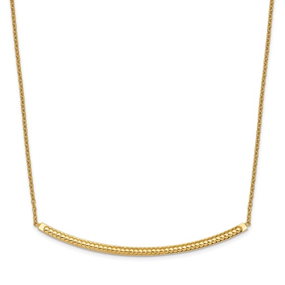 14K Polished D/C with 2in ext. Bar Necklace - 16 in.
