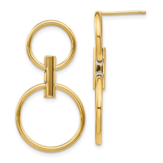 14K Polished Dangle Circles Post Earrings - 33 mm 14K Polished Dangle Circles Post Earrings - 33 mm