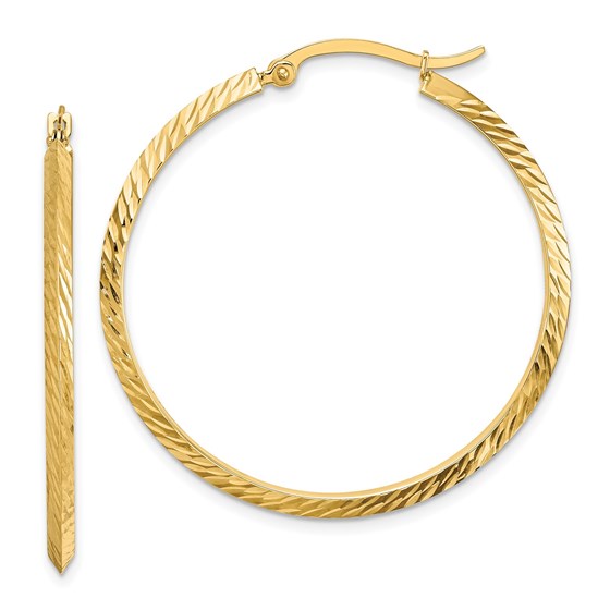 14K Polished Diamond-Cut Hoop Earrings - 39.25 mm 14K Polished Diamond-Cut Hoop Earrings - 39.25 mm