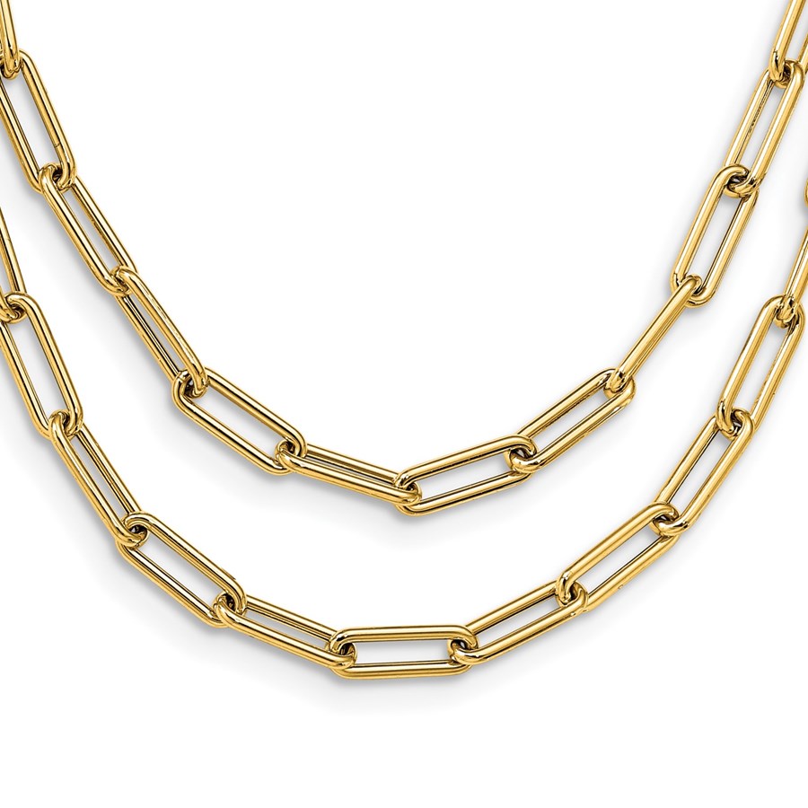 14K Polished Double-layer Link Necklace - 20 in.
