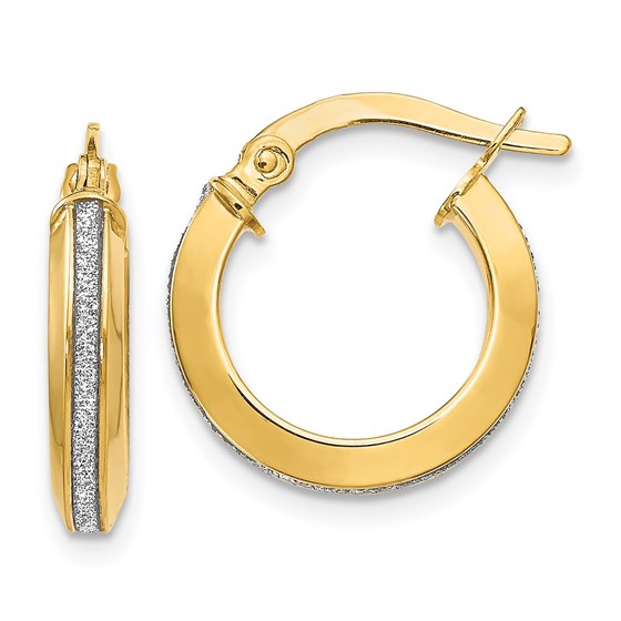 14K Polished Glimmer Infused Hoop Earrings - 14 mm 14K Polished Glimmer Infused Hoop Earrings - 14 mm