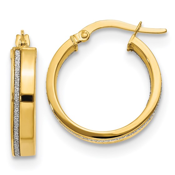 14K Polished Glimmer Infused Hoop Earrings - 20.5 mm