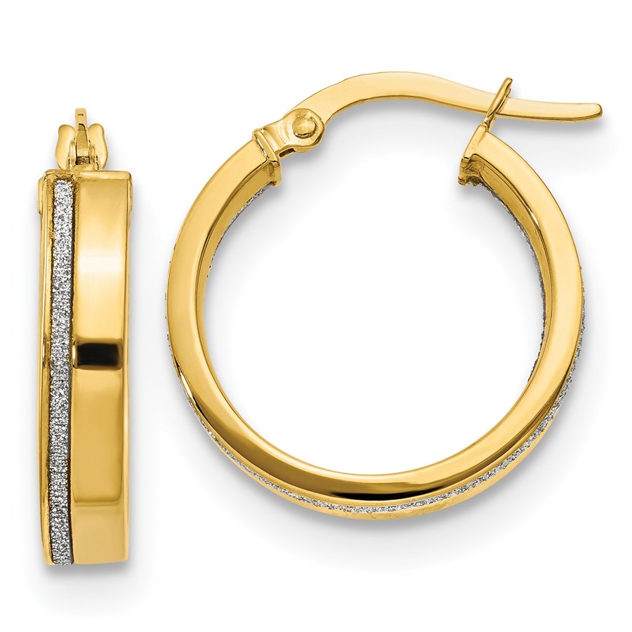 14K Polished Glimmer Infused Hoop Earrings - 20.5 mm