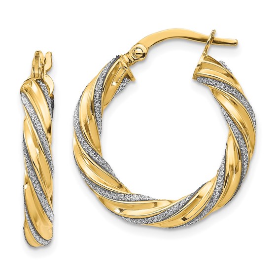 14K Polished Glimmer Infused Hoop Earrings - 23 mm 14K Polished Glimmer Infused Hoop Earrings - 23 mm