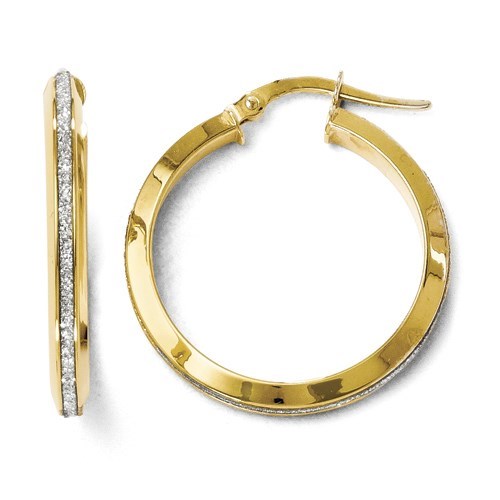 14K Polished Glimmer Infused Hoop Earrings - 24 mm 14K Polished Glimmer Infused Hoop Earrings - 24 mm