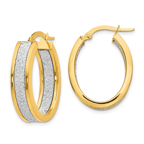 14K Polished Glimmer Infused Oval Hoop Earrings - 26 mm 14K Polished Glimmer Infused Oval Hoop Earrings - 26 mm