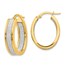 14K Polished Glimmer Infused Oval Hoop Earrings - 26 mm