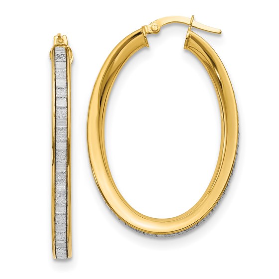 14K Polished Glimmer Infused Textured Hoop Earrings - 39 mm 14K Polished Glimmer Infused Textured Hoop Earrings - 39 mm