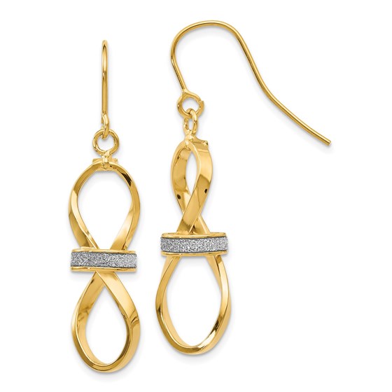 14K Polished Glitter Infused Dangle Earrings - 43 mm 14K Polished Glitter Infused Dangle Earrings - 43 mm