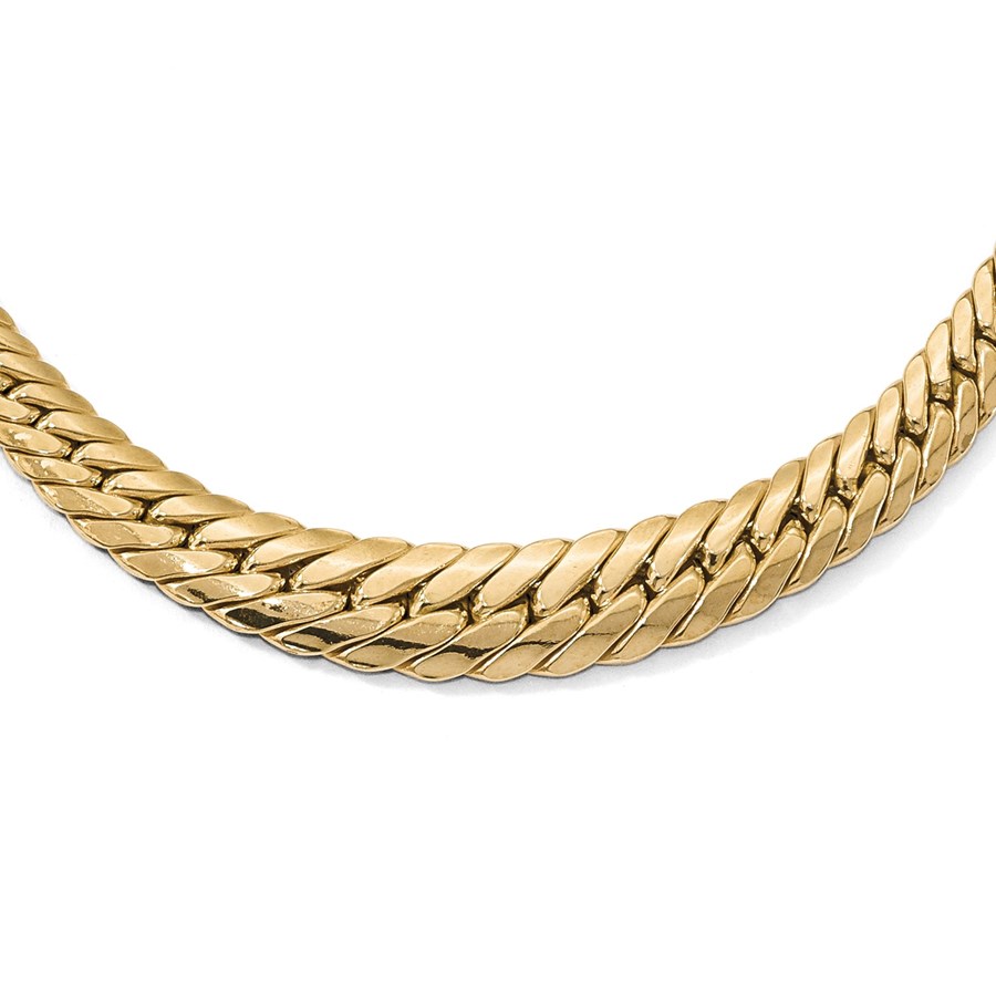 14K Polished Graduated Fancy Link Necklace - 18 in.