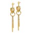 14K Polished Green Enamel Tiger Post Dangle Earrings - 64 mm