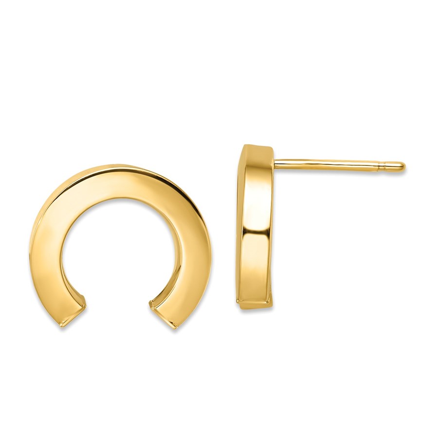 14K Polished Half Circle Post Earrings - 14.5 mm