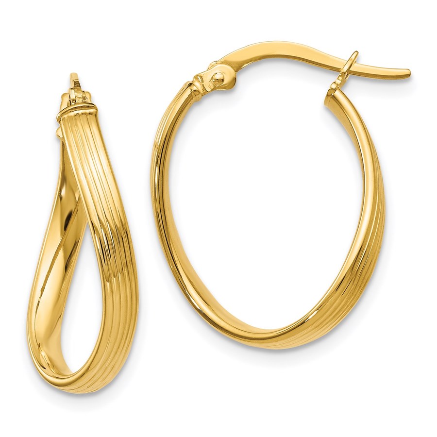 14K Polished Hoop Earrings - 21 mm