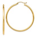 14K Polished Hoop Earrings - 40 mm