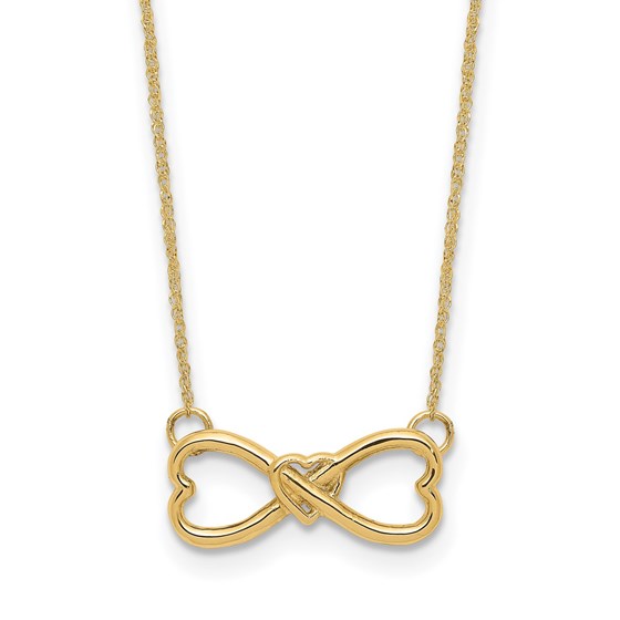 14K Polished Infinity w/Heart Necklace - 18 in. 14K Polished Infinity w/Heart Necklace - 18 in.