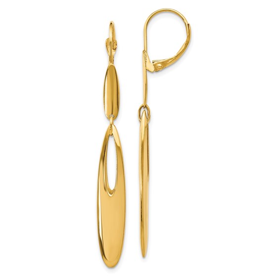 14K Polished Leverback Dangle Earrings - 52 mm 14K Polished Leverback Dangle Earrings - 52 mm