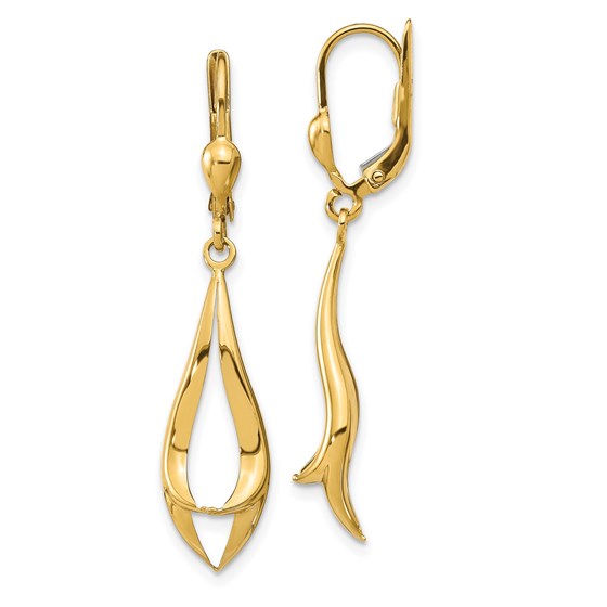 14K Polished Leverback Earrings - 40.5 mm 14K Polished Leverback Earrings - 40.5 mm